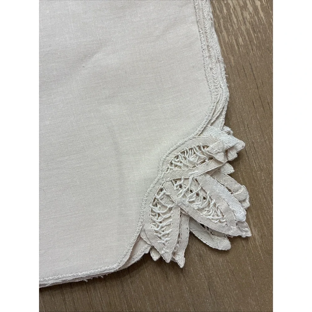 VTG NWOT Linen Napkins Battenburg Belgian Lace Corner  15